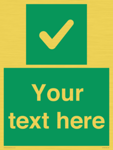 Custom green background, green square with tick sign